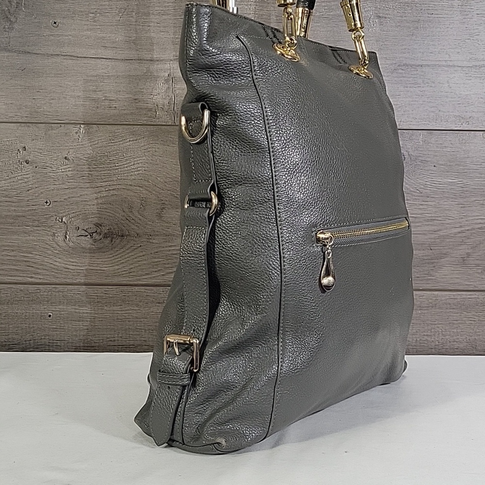 Kristen Bell for Erica Anenberg Gray Pebble Leather Tote Bag - Picture 3 of 13
